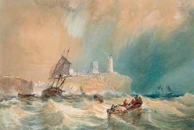 Ein Handelsschiff läuft aus Tynemouth aus von John Wilson Carmichael
