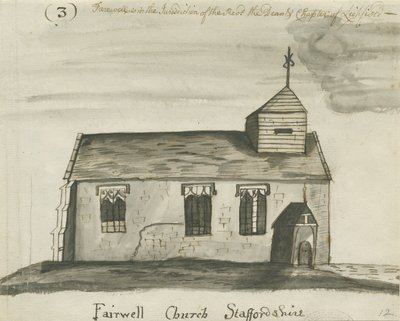 Farewell Kirche: Sepiazeichnung, undatiert [ca. 1780] von John Wright