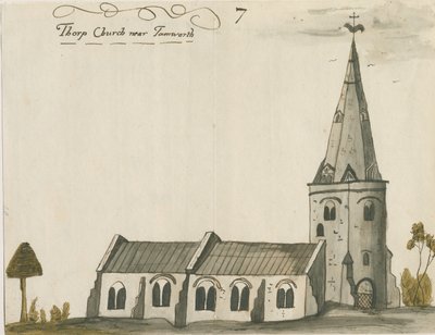 Thorpe Constantine Kirche: Aquarellmalerei, undatiert [ca. 1784] von John Wright