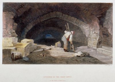 Innenansicht des Fleet Ditch hinter Field Lane, City of London, 1851 von John Wykeham Archer