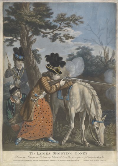 Die Damen schießen Pony, 1780 von John after Collet