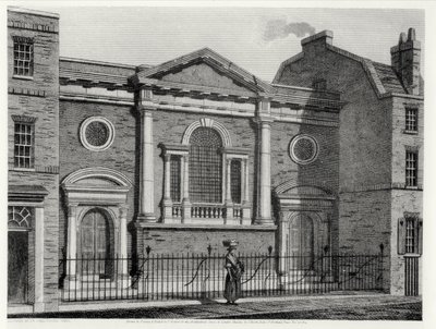 Kirche von St. Alphage, radiert von J. Skelton für die Architekturreihen der Londoner Kirchen, veröffentlicht von J. Booth, 1814 von John after Coney