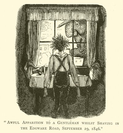 Schreckliche Erscheinung eines Gentlemans beim Rasieren in der Edgware Road, 29. September 1846 von John after Leech