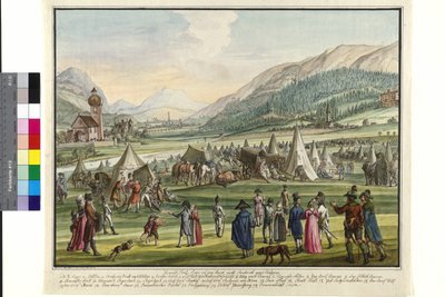Kaiserliches russisches Lager am Neurauth in Innsbruck 1799 von Jokob Placidus Altmutter