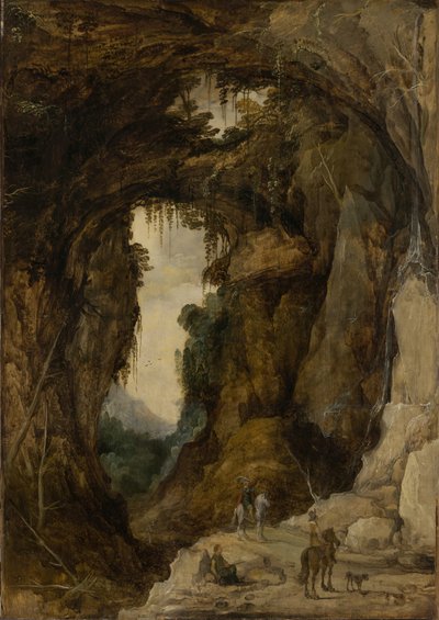 Landschaft mit Grotte und einem Reiter, ca. 1616 von Joos or Josse de The Younger Momper
