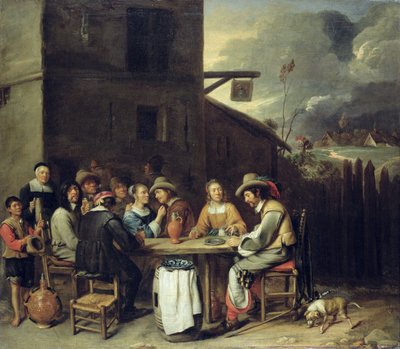 Gesellen, die vor einer Taverne zechen, 1640-50 von Joos van Craesbeeck