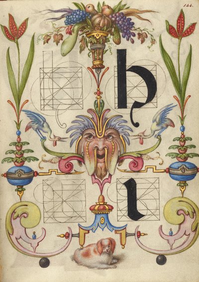 Anleitung zum Konstruieren der Buchstaben h und i von Joris Hoefnagel