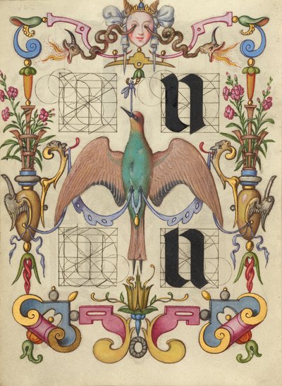 Anleitung zum Konstruieren der Buchstaben u und v von Joris Hoefnagel