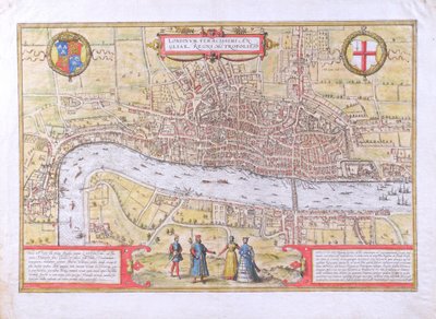 Karte von London, aus Civitates Orbis Terrarum, von Georg Braun und Frans Hogenburg, ca. 1572 von Joris Hoefnagel