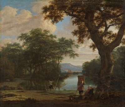 Landschaft mit Fischer mit einem quadratischen Netz von Joris van der Haagen