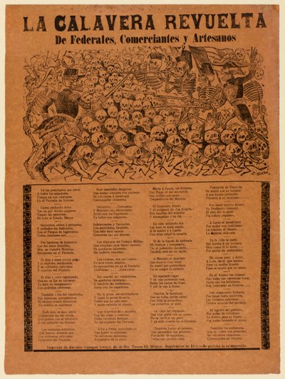Der rebellische Calavera der Bundesarmee, Kaufleute und Handwerker von José Guadalupe Posada