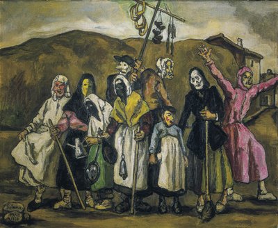 GUTIERREZ SOLANA, Jose (1886-1945). Kostümball. 1938. Expressionismus. Öl auf Leinwand. Private Sammlung von Jose Gutierrez Solana