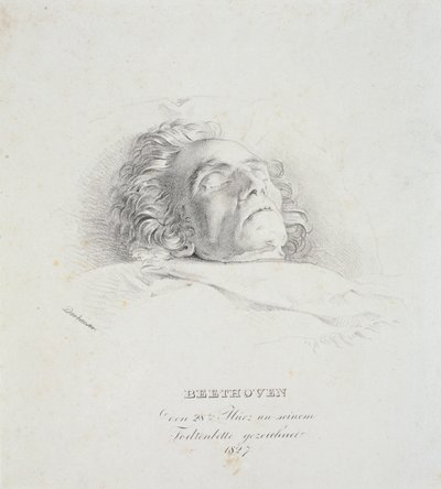 Ludwig van Beethoven (1770-1827) auf seinem Sterbebett, 28. März 1827 von Josef Danhauser