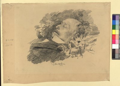 Der Maler August Pettenkofen auf dem Totenbett von Josef Engelhart