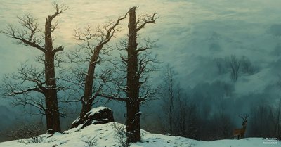 Steinhaufen im Schnee (Panorama) von Josef Johann Michel