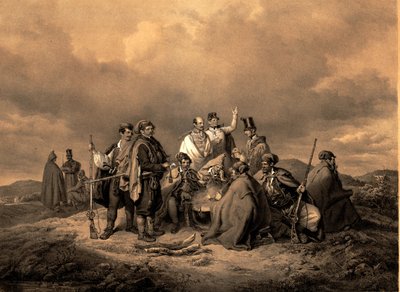Biwak Kriehuber Litho von Josef Kriehuber