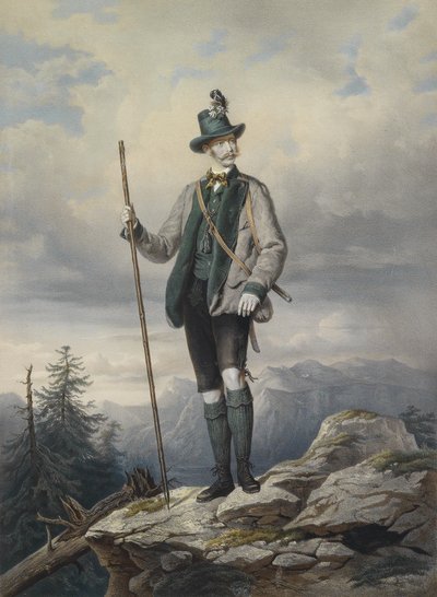 Kaiser Franz Joseph I im Ischler Jagdkostüm ca. 1855 von Josef Kriehuber