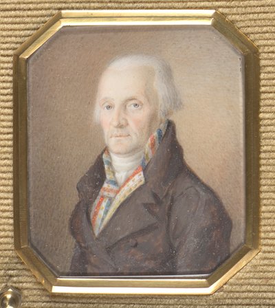 Älterer Herr mit blau-weiß-roter Weste von Josef Lanzedelli d. Ä.