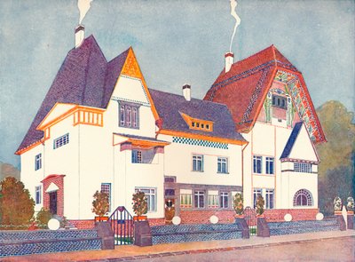 Haus in Darmstadt, entworfen von Professor Joseph Olbrich, ca. 1900 1901-1902 von Josef Maria Olbrich