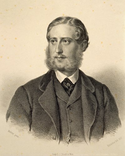 Porträt von Ferdinand Bonaventura, Prinz Kinsky (1834-1904). Gravur von Josef Kriehuber von Josef Nikolaus Kriehuber