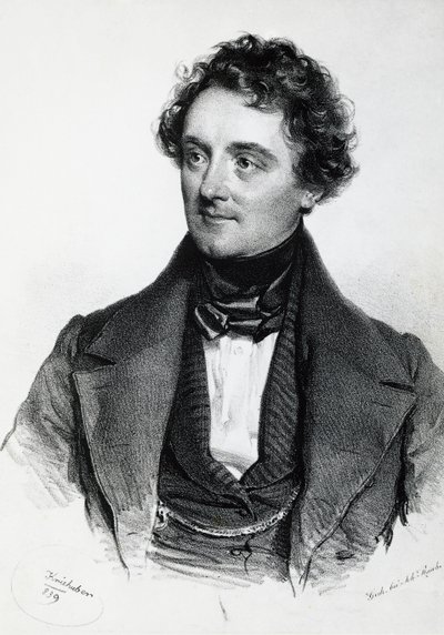 Porträt von Johann Nepomuk Eduard Ambrosius Nestroy (Wien) von Josef Nikolaus Kriehuber