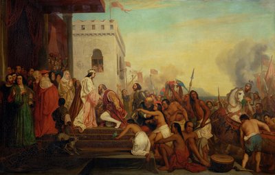 Christophe Colombe empfangen von Ferdinand II und Isabella der Katholischen bei seiner Rückkehr aus Indien von Joseph Nicolas Robert Fleury