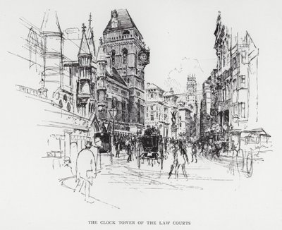 Der Uhrturm der Gerichte (Lithografie) von Joseph (after) Pennell