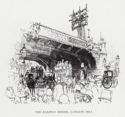 Die Eisenbahnbrücke, Ludgate Hill von Joseph (after) Pennell