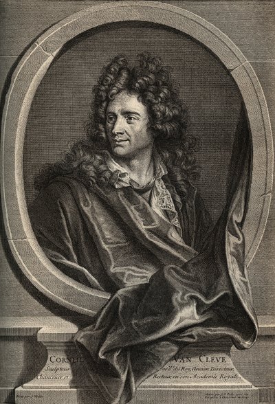 Porträt von Corneille Van Cleve, französischer Bildhauer (1645-1732) - Gravur von Poilly nach dem Gemälde von Joseph Vivien von Joseph (after) Vivien