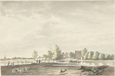 Das Fährhaus an der Lek bei Schoonhoven von Joseph Adolf Schmetterling