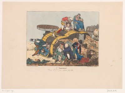 Gekippter Heuwagen mit Passagieren (Pauvre bi bi!! j