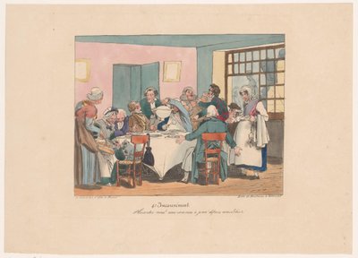 Gesellschaft am Tisch beim Fasten von Joseph Ambroise Jobard