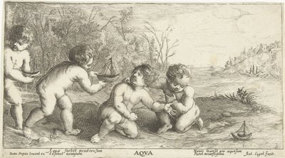 Kinder spielen mit Booten von Joseph Antoine Cochet