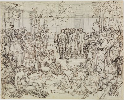 Dante und Virgil bei den Heiden im Limbus (Dante Inferno, Canto 4, V 52) von Joseph Anton Koch