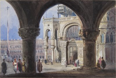 Kirche und Piazza San Marco in Venedig, eingeklebt in Thomas Moodys Tagebuch einer Reise durch die Schweiz und Italien, 1822 von Joseph Axe Sleap