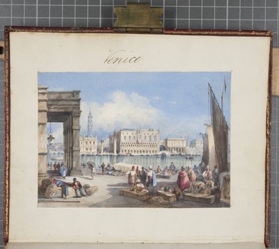 Venedig, eingeklebt auf die Titelseite von Thomas Moodys Tagebuch einer Reise durch die Schweiz und Italien, 1822 von Joseph Axe Sleap