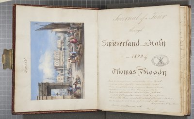Venedig, eingeklebt auf die Titelseite von Thomas Moodys Tagebuch einer Reise durch die Schweiz und Italien, 1822 von Joseph Axe Sleap