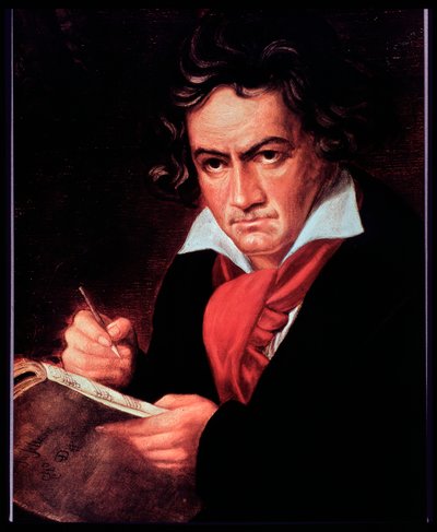 Porträt des deutschen Komponisten Ludwig van Beethoven, der die Missa solemnis schreibt von Joseph Carl (after) Stieler