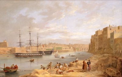 H.M.S. Champion vor Anker bei Port St. Angelo, Malta von Joseph Cartwright