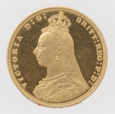 Queen Victoria Jubiläumskopf-Proof-Souverän, 1887 von Joseph Edgar Boehm