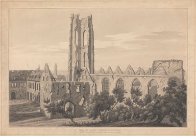 Ansicht der St. Nikolaus Kirche in Valenciennes nach der Belagerung von Joseph Farington