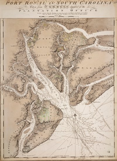 Karte von Port Royal in South Carolina, Vereinigte Staaten von Amerika von Joseph Frederick Wallet DesBarres
