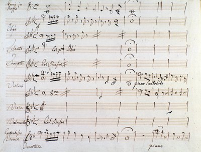 Erste Seite der Partitur des Menuetts in Armida von J. Haydn (1784) von Joseph Haydn