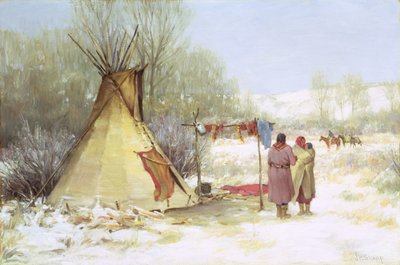 Indianer kehren in ein Winterlager zurück von Joseph Henry Sharp
