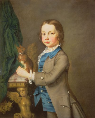 Porträt eines Jungen mit einem Haustier-Eichhörnchen, 18. Jahrhundert von Joseph Highmore