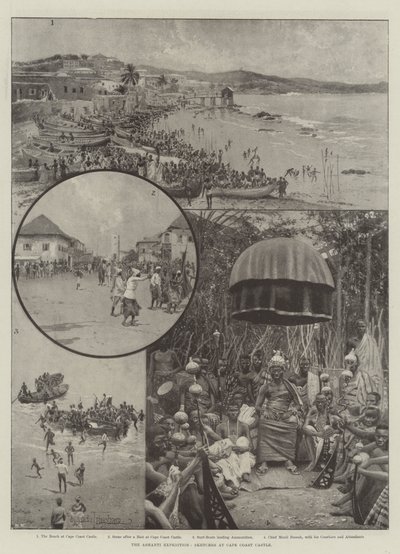 Die Ashanti-Expedition, Skizzen am Cape Coast Castle von Joseph Holland Tringham