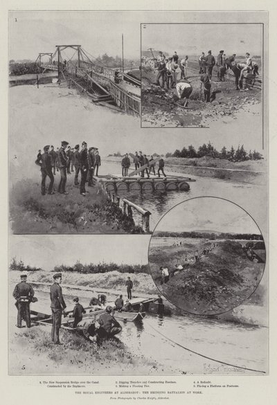 Die Royal Engineers in Aldershot, das Brückenbataillon bei der Arbeit von Joseph Holland Tringham