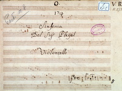 Erste Seite der Partitur einer Symphonie in D-Dur von Pleyel von Joseph Ignace Pleyel