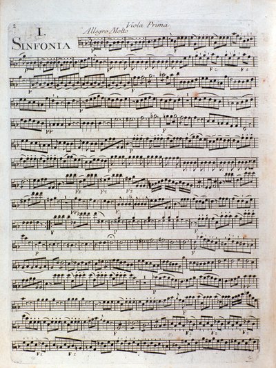 Seite der Partitur der Symphonie in C-Dur von Pleyel von Joseph Ignace Pleyel