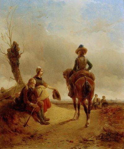 Landschaft mit barocker Reiterszene von Joseph Jodocus Moerenhout